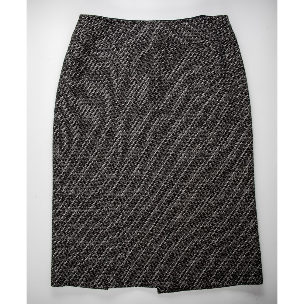 Talbots Black White Tweed Lined‎ Pencil Skirt Knee Length Career Work Size 8